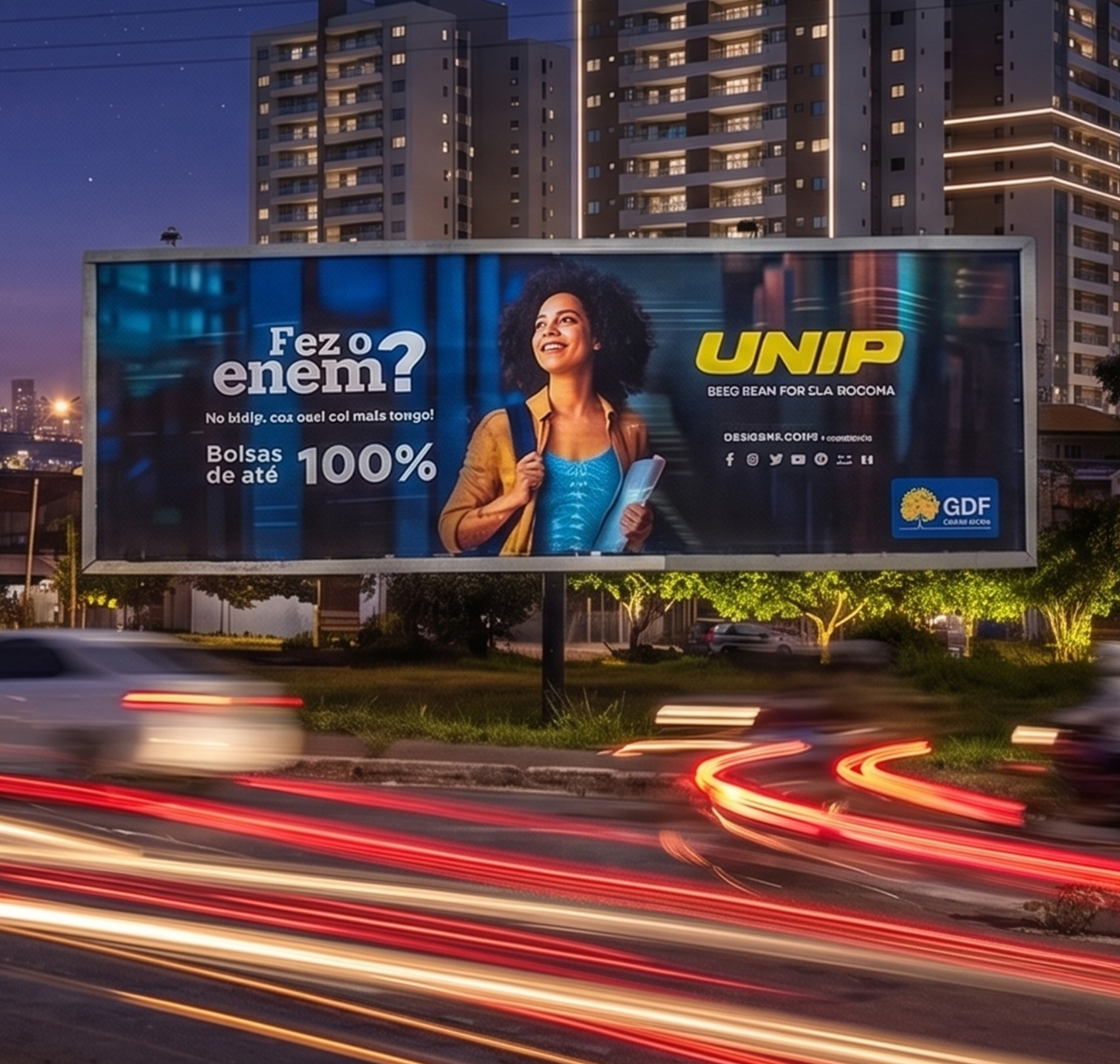 Outdoor iluminado em via urbana